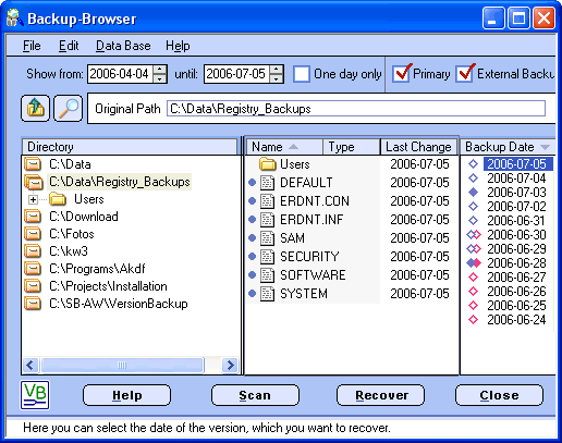 ScreenShot: Backup Browser